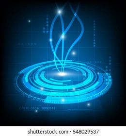Abstract blue Circle digital technology background, futuristic structure elements concept background design