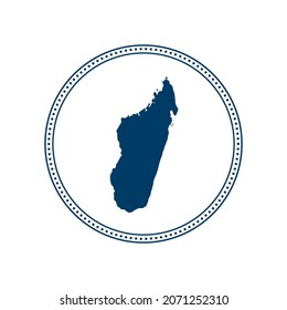 Abstract blue circle dot stamp vector map of Madagascar