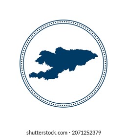 Abstract blue circle dot stamp vector map of Kyrgyzstan