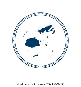 Abstract blue circle dot stamp vector map of Fiji