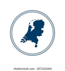 Abstract blue circle dot stamp vector map of Netherland