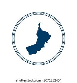 Abstract blue circle dot stamp vector map of Oman