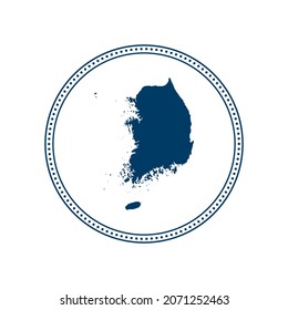 Abstract blue circle dot stamp vector map of South Korea