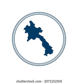 Abstract blue circle dot stamp vector map of Laos
