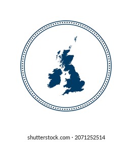 Resumen del mapa del vector del estampado del punto de círculo azul del Reino Unido (Reino Unido)