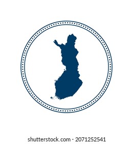 Abstract blue circle dot stamp vector map of Finland
