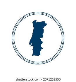 Abstract blue circle dot stamp vector map of Portugal