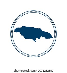 Abstract blue circle dot stamp vector map of Jamaica