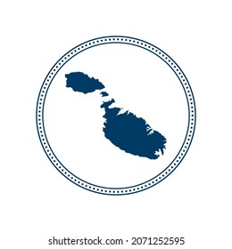 Abstract blue circle dot stamp vector map of Malta