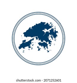 Abstract blue circle dot stamp vector map of Hong Kong