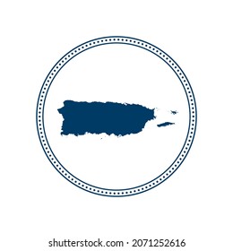 Abstract blue circle dot stamp vector map of Puerto Rico
