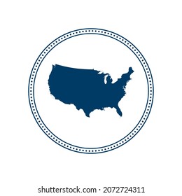 Abstract blue circle dot stamp vector map of United States of America (USA)
