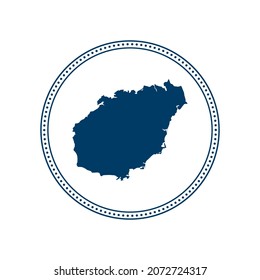 Abstract blue circle dot stamp vector map of Hainan