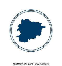 Abstract blue circle dot stamp vector map of Andorra