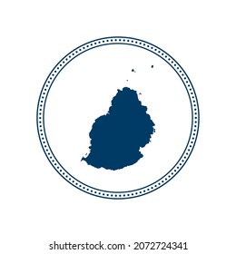 Abstract blue circle dot stamp vector map of Mauritius