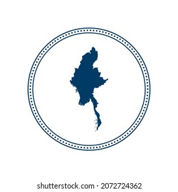 Resumen del mapa del vector del estampado del círculo azul de Myanmar