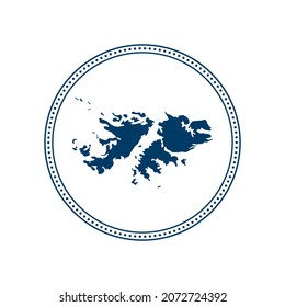 Abstract blue circle dot stamp vector map of Falkland Islands