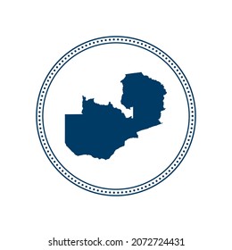 Abstract blue circle dot stamp vector map of Zambia