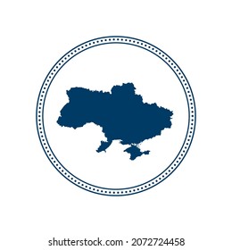Abstract blue circle dot stamp vector map of Ukraine