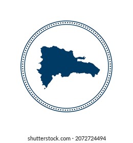 Abstract blue circle dot stamp vector map of Dominican Republic