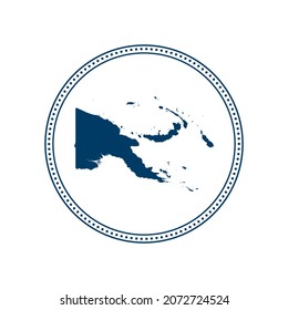 Abstract blue circle dot stamp vector map of Papua New Guinea