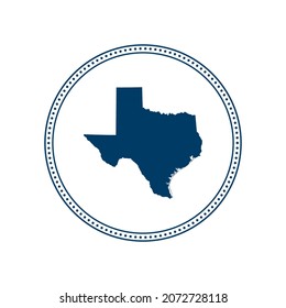 Abstract blue circle dot stamp vector map of Texas