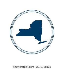 Abstract blue circle dot stamp vector map of New York