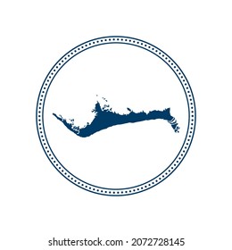 Abstract blue circle dot stamp vector map of Grand Bahama