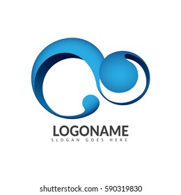 Abstract Blue Circle Elegant Logo Vector Illustration.