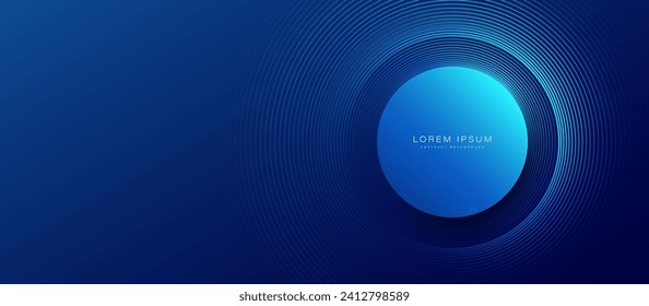 Resumen de fondo de líneas simples geométricas de círculo azul. Banner de tecnología futurista. Vector