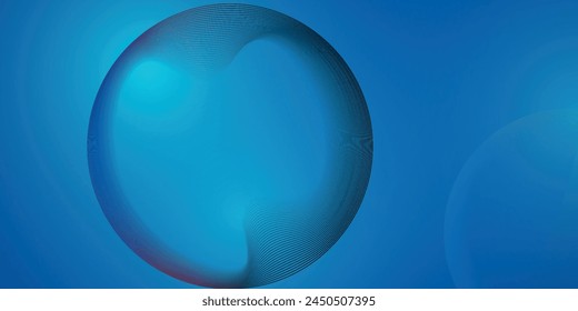 Abstract blue circle geometric simple lines background. Futuristic technology banner. Vector