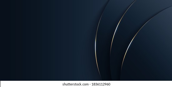 Abstract blue circle with gold curve layer background with space for your text. Luxury style. Vector illustration