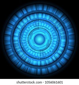 Abstract blue circle light circuit technology  futuristic on black vector illustration.