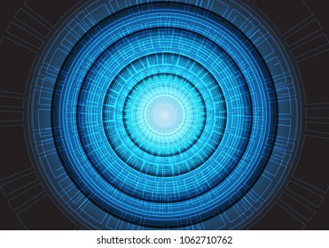Abstract blue circle light circuit futuristic design modern technology vector illustration.