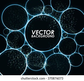 Abstract blue circle lights technology background.