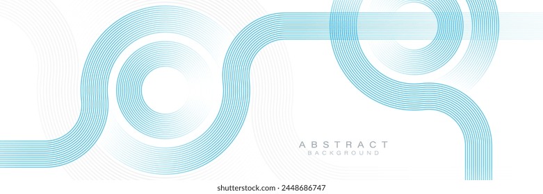 Abstract blue circle lines on white background. Geometric stripe line art design. Modern gradient lines pattern. Futuristic technology concept. Suit for website, banner, presentation, brochure, cover