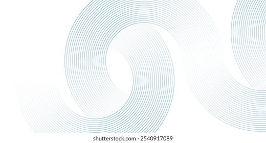 Abstract blue circle lines on white background. Geometric stripe line art design. Modern gradient lines pattern. Futuristic technology concept. Suit for website, banner, presentation, brochure, cover