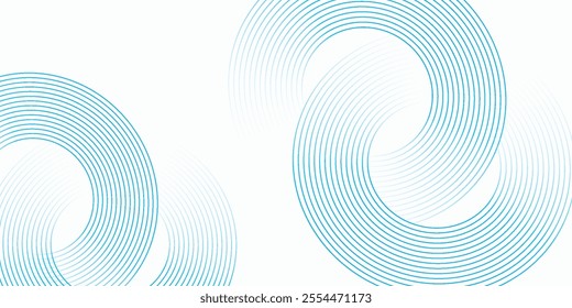 Abstract blue circle lines on white background. Geometric stripe line art design. Modern gradient lines pattern. Futuristic technology concept.