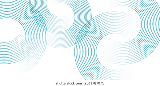 Abstract blue circle lines on white background. Geometric stripe line art design. Modern gradient lines pattern. Futuristic technology concept.