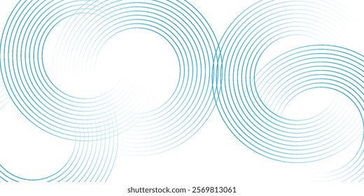 Abstract blue circle lines on white background. Geometric stripe line art design. Modern gradient lines pattern. 