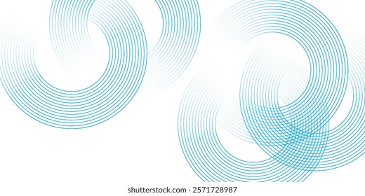 Abstract blue circle lines on white background. Geometric stripe line art design. Modern gradient lines pattern. Futuristic technology concept.
