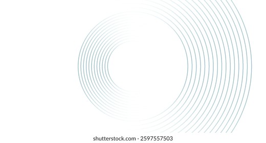 Abstract blue circle lines on white background. Geometric stripe line art design. Modern gradient lines pattern. Futuristic technology concept. Suit for website, banner, presentation, brochure, cover