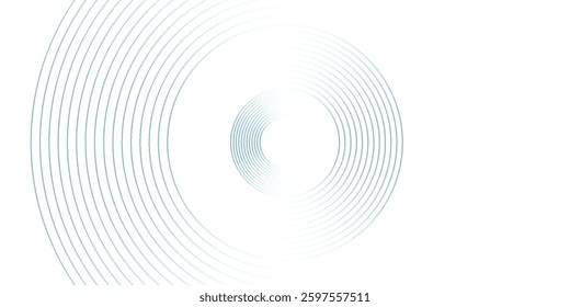 Abstract blue circle lines on white background. Geometric stripe line art design. Modern gradient lines pattern. Futuristic technology concept. Suit for website, banner, presentation, brochure, cover