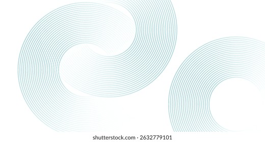 Linhas de círculo azul abstrato sobre fundo branco. Projeto de arte de linha de faixa geométrica. Padrão de linhas de gradiente moderno. Conceito de tecnologia futurista. Terno para website, banner, apresentação, brochura, capa