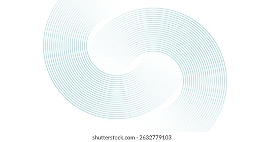 Linhas de círculo azul abstrato sobre fundo branco. Projeto de arte de linha de faixa geométrica. Padrão de linhas de gradiente moderno. Conceito de tecnologia futurista. Terno para website, banner, apresentação, brochura, capa