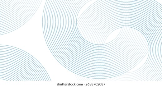 Abstract blue circle lines on white background. Geometric stripe line art design. Modern gradient lines pattern. Futuristic technology concept. Suit for website, banner, presentation, brochure, cover