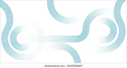 Abstract blue circle lines on white background. Geometric stripe line art design. Modern gradient lines pattern. Futuristic technology concept. 