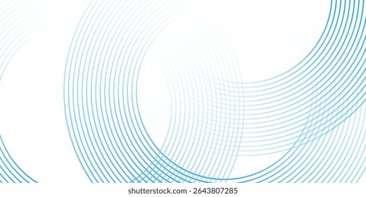 Abstract blue circle lines on white background. Geometric stripe line art design. Modern gradient lines pattern. Futuristic technology concept. Vector illustration
