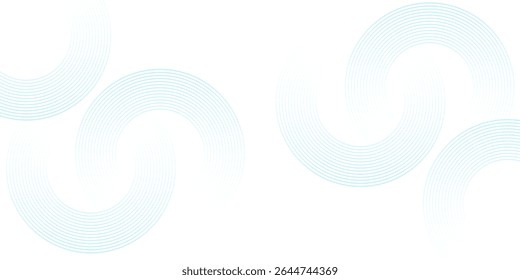 Linhas de círculo azul abstrato sobre fundo branco. Projeto de arte de linha de faixa geométrica. Padrão de linhas de gradiente moderno. Conceito de tecnologia futurista. Terno para website, banner, apresentação, brochura, capa