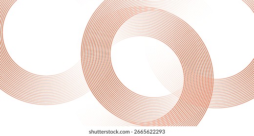 Abstrakte blaue Kreislinien auf weißem Hintergrund. Geometrisches Streifenlinien-Kunstdesign. Modernes Farbverlauf-Linienmuster. Futuristisches Technologiekonzept. 